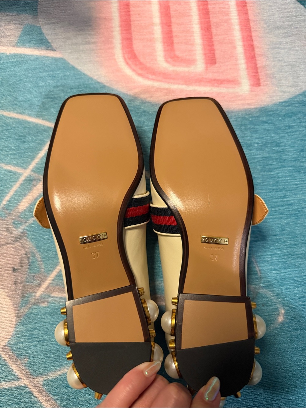 NEW Gucci Peyton Heel Loafers in Cream - Picture 3 of 3